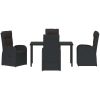 Fällbara trädgårdsstolar med kudde Reclining 5 pcs Svart vidaXL 140 x 70 x 73 cm – miniatyr 7