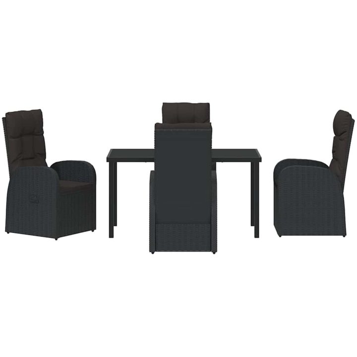 Fällbara trädgårdsstolar med kudde Reclining 5 pcs Svart vidaXL 140 x 70 x 73 cm – bild 7