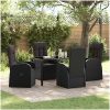 Fällbara trädgårdsstolar med kudde Reclining 5 pcs Svart vidaXL 140 x 70 x 73 cm – miniatyr 1