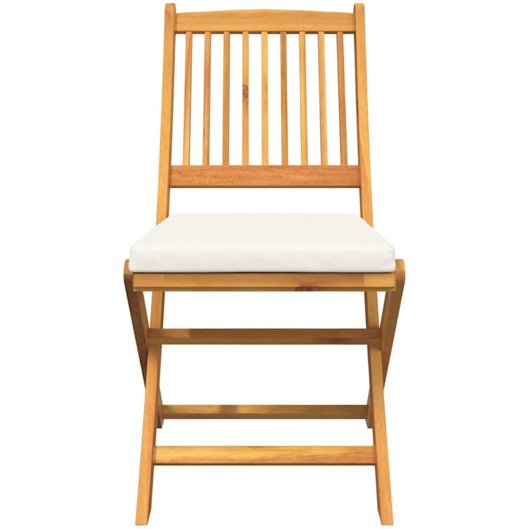 Fällbara Trädgårdsstolar med Vita Kuddar 2st Solid Akacia Trä vidaXL 57.5 x 49 x 92 cm – bild 5