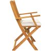 Fällbara Trädgårdsstolar med Vita Kuddar 2st Solid Akacia Trä vidaXL 57.5 x 49 x 92 cm – miniatyr 6
