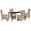 Fällbara trädgårdsstolar Set 5 pcs Beige vidaXL 140 x 70 x 73 cm – miniatyr 2