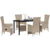 Fällbara trädgårdsstolar Set 5 pcs Beige vidaXL 140 x 70 x 73 cm – miniatyr 3
