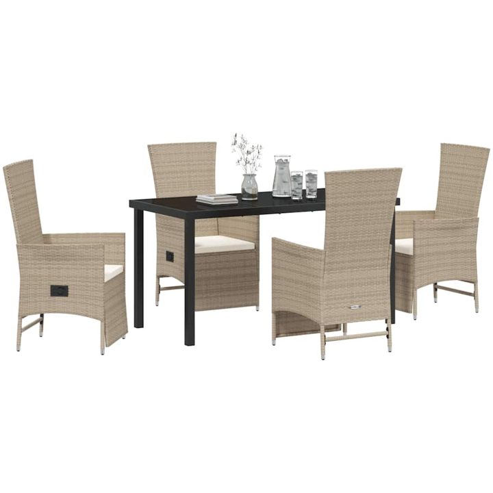 Fällbara trädgårdsstolar Set 5 pcs Beige vidaXL 140 x 70 x 73 cm – bild 3