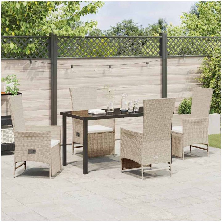 Fällbara trädgårdsstolar Set 5 pcs Beige vidaXL 140 x 70 x 73 cm – bild 4