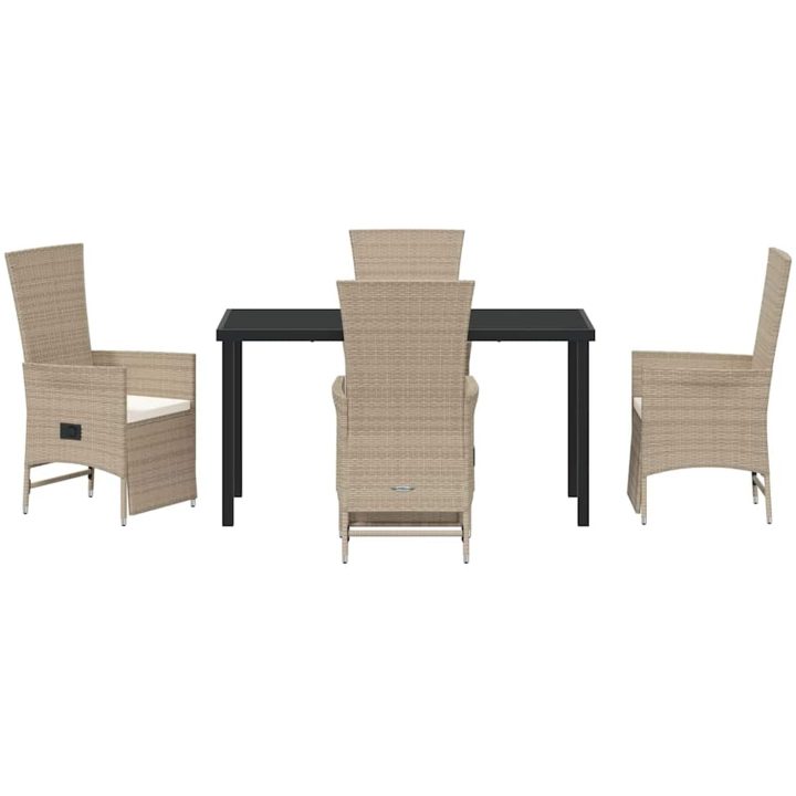 Fällbara trädgårdsstolar Set 5 pcs Beige vidaXL 140 x 70 x 73 cm – bild 7