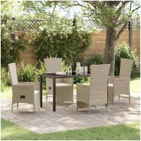 Fällbara trädgårdsstolar Set 5 pcs Beige vidaXL
