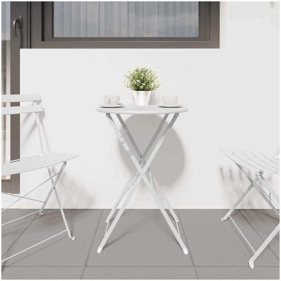 Fällbart Bistrobord Vitt 50x71 cm Pulverlackerad Stål vidaXL 50 x 50 x 71 cm – bild 3