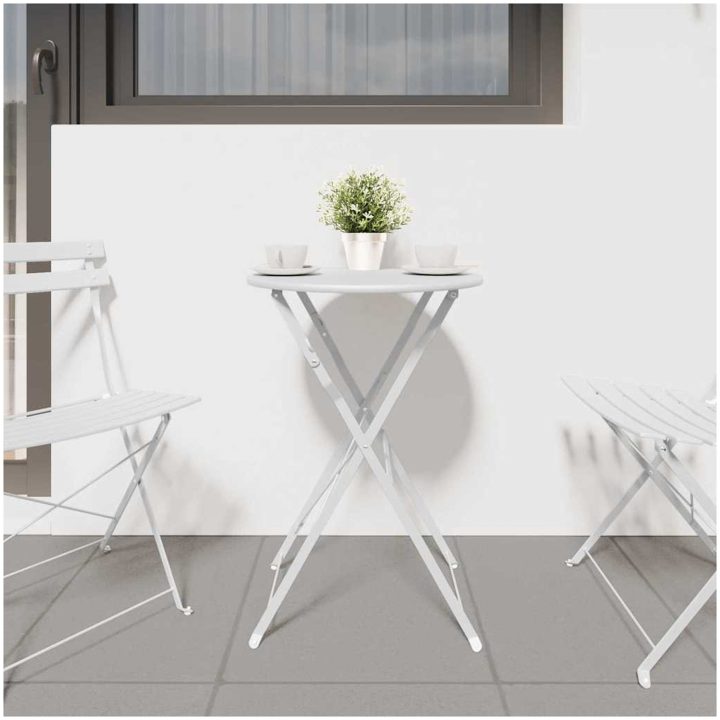 Fällbart Bistrobord Vitt 50x71 cm Pulverlackerad Stål vidaXL 50 x 50 x 71 cm – bild 3