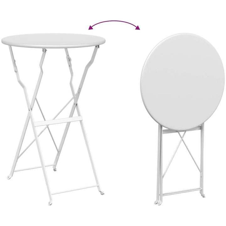 Fällbart Bistrobord Vitt 50x71 cm Pulverlackerad Stål vidaXL 50 x 50 x 71 cm – bild 9