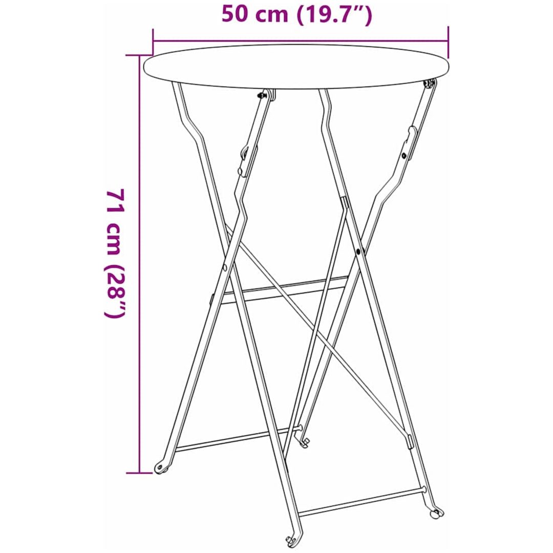 Fällbart Bistrobord Vitt 50x71 cm Pulverlackerad Stål vidaXL 50 x 50 x 71 cm – bild 10