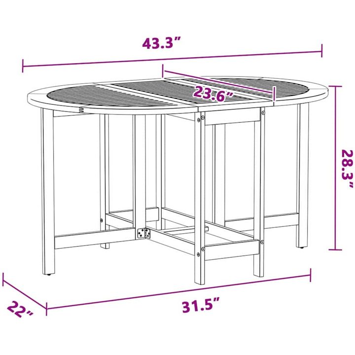Fällbart Fjärilsbord till Trädgården 110x60x72 cm i Massivt Akaciaträ Ovalt vidaXL Medium – bild 12