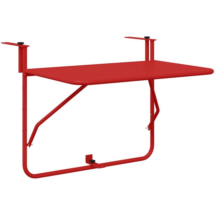 Fällbart Hängande Balkongbord Rött 60x40 cm i Stål vidaXL 60 x 39 x 50 cm, 60 x 39 x 57,5 cm, 60 x 39 x 65 cm – bild 2