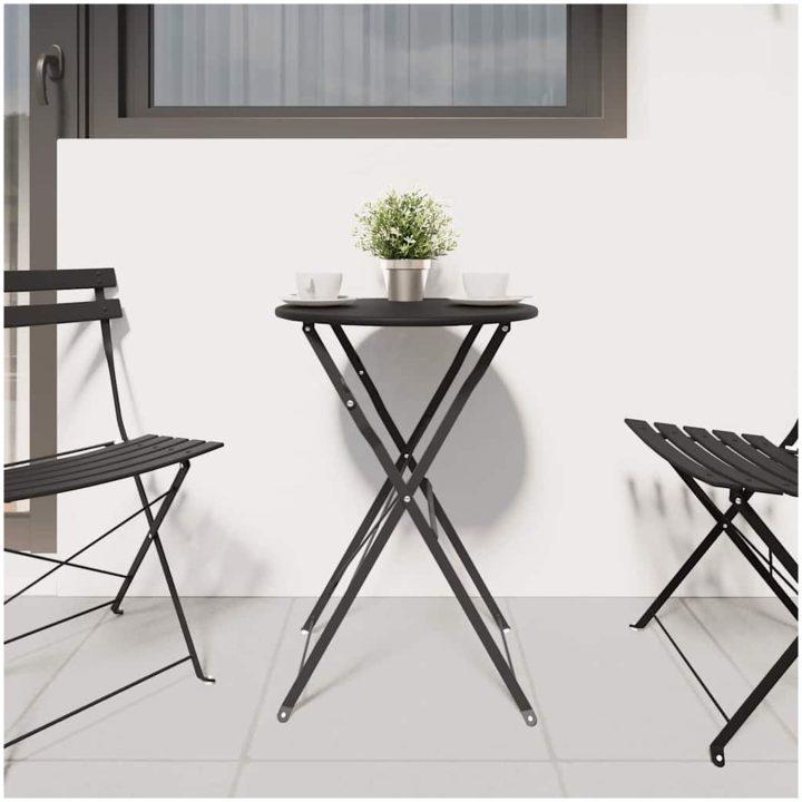 Fällbord Bistro Antracit 50x71 cm Pulverlackad Stål vidaXL 50 x 50 x 71 cm – bild 3