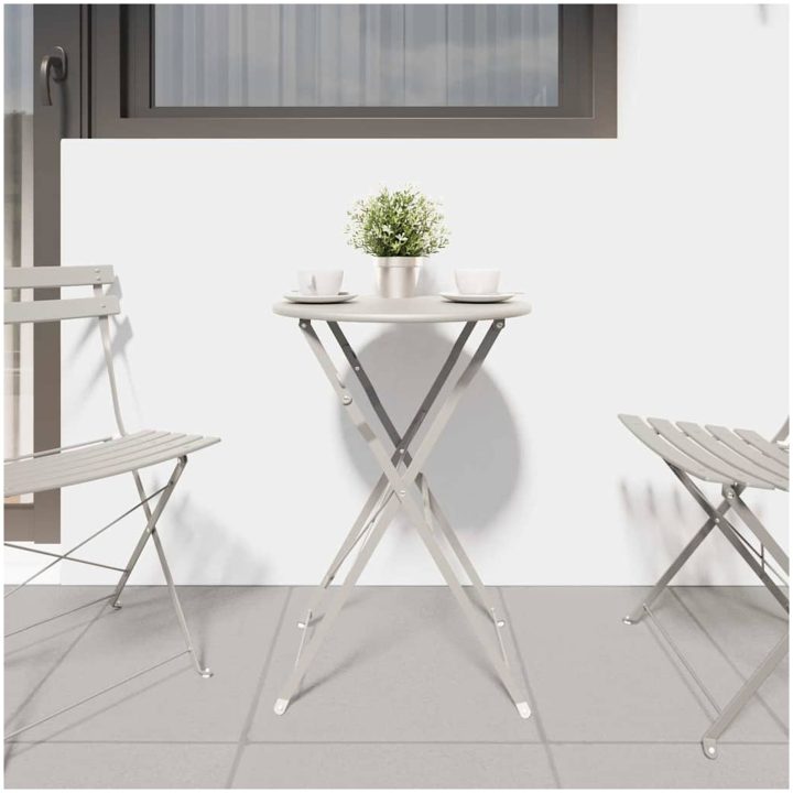 Fällbord Bistro Beige 50x71 cm Pulverlackerad Stål vidaXL 50 x 50 x 71 cm – bild 3