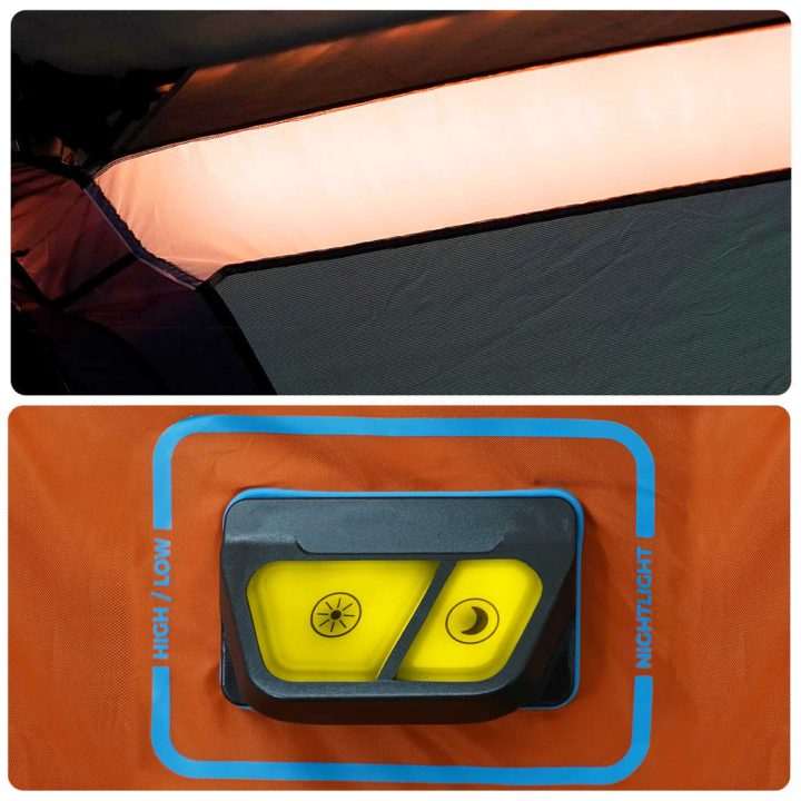 Familjetält 6 personer med LEDs grå&orange snabbrest vidaXL – bild 11