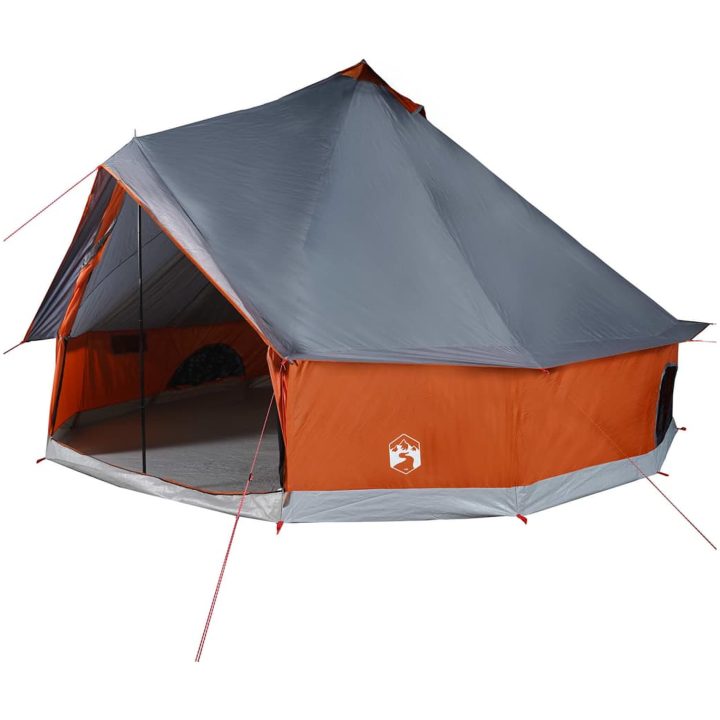 Familjetält tipi 10 person grå och orange vattentätt vidaXL 10 - Person – bild 2