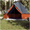 Familjetält tipi 10 person grå och orange vattentätt vidaXL 10 - Person – miniatyr 3