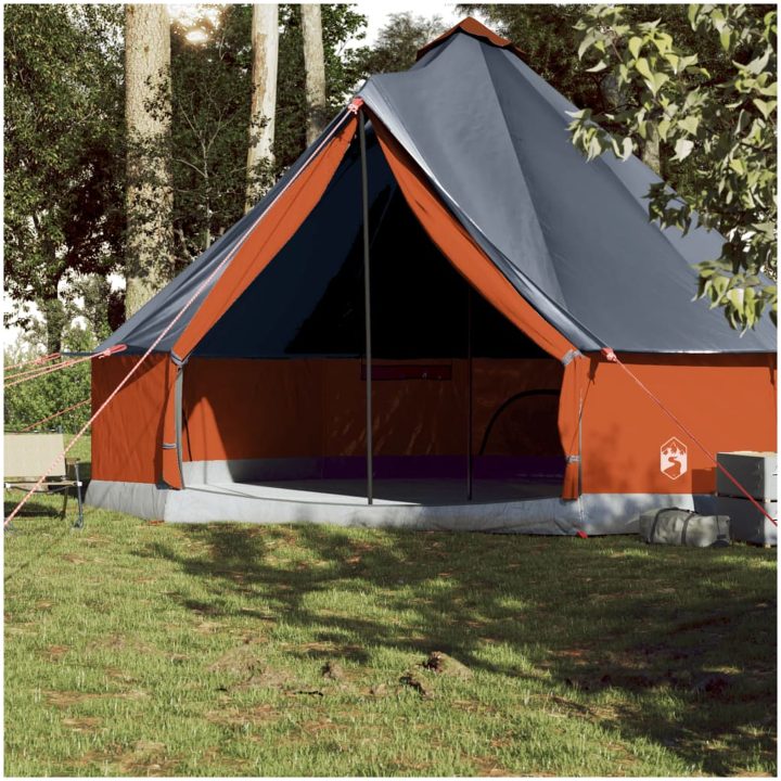 Familjetält tipi 10 person grå och orange vattentätt vidaXL 10 - Person – bild 3