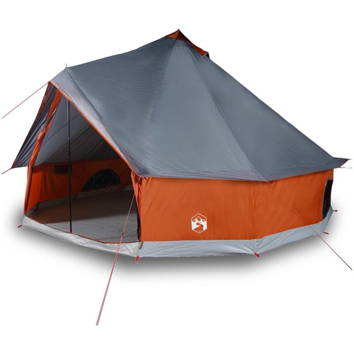 Familjetält tipi 10 person grå och orange vattentätt vidaXL 10 - Person – bild 4