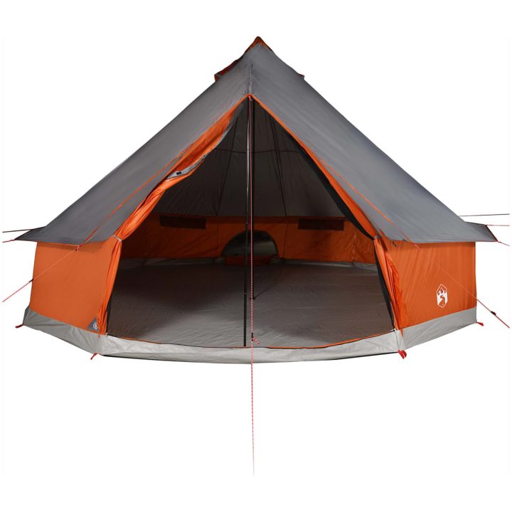 Familjetält tipi 10 person grå och orange vattentätt vidaXL 10 - Person – bild 7