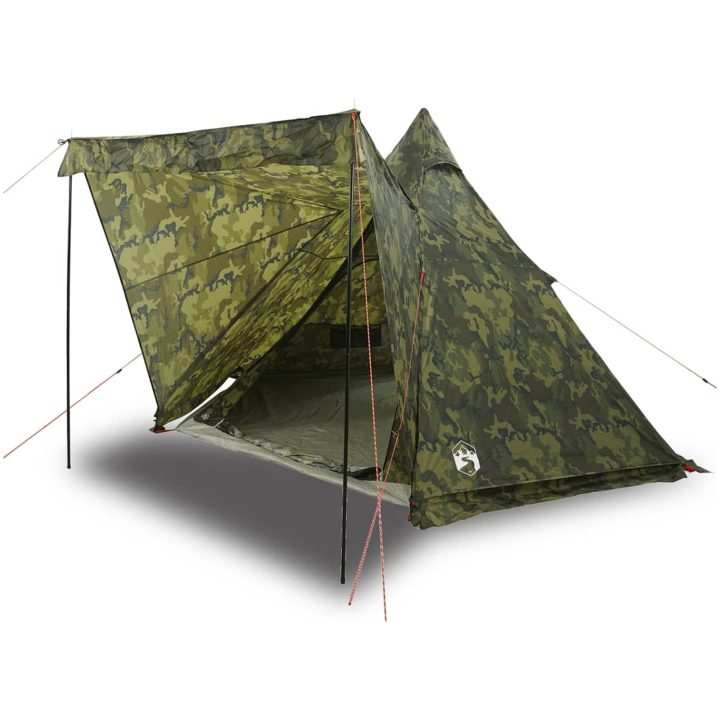 Familjetält tipi 6 personer kamouflage vattentätt vidaXL 6 - Person – bild 2