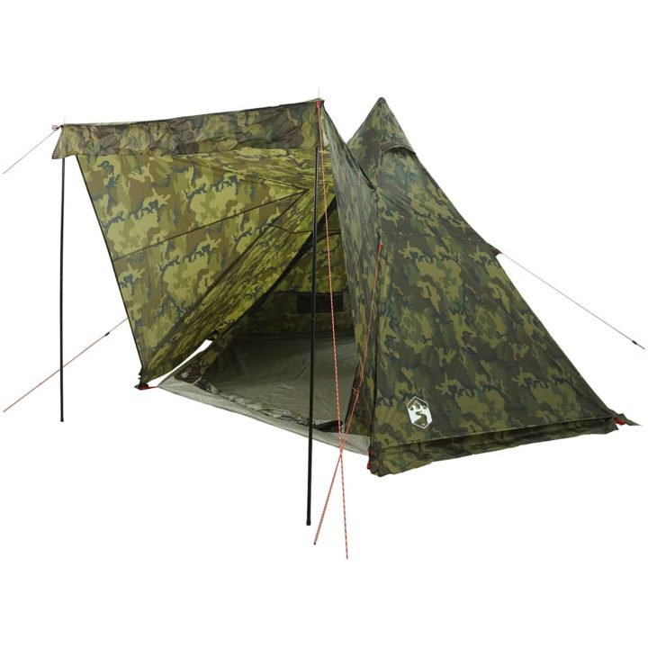 Familjetält tipi 6 personer kamouflage vattentätt vidaXL 6 - Person – bild 3