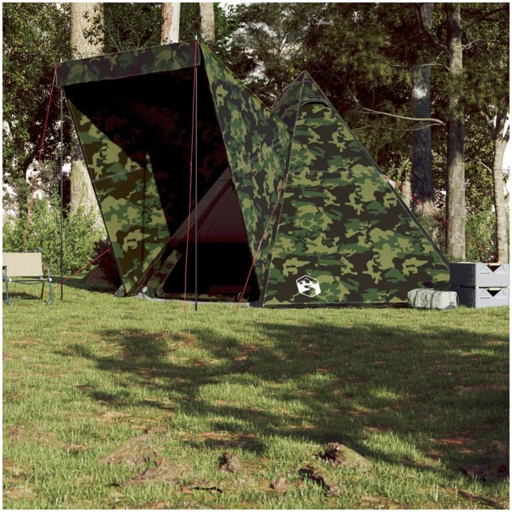 Familjetält tipi 6 personer kamouflage vattentätt vidaXL 6 - Person – bild 4