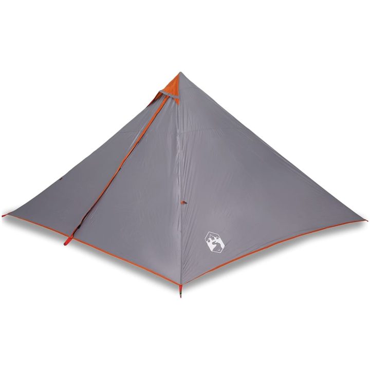 Familjetält tipi 7 person grå och orange vattentätt vidaXL – bild 2