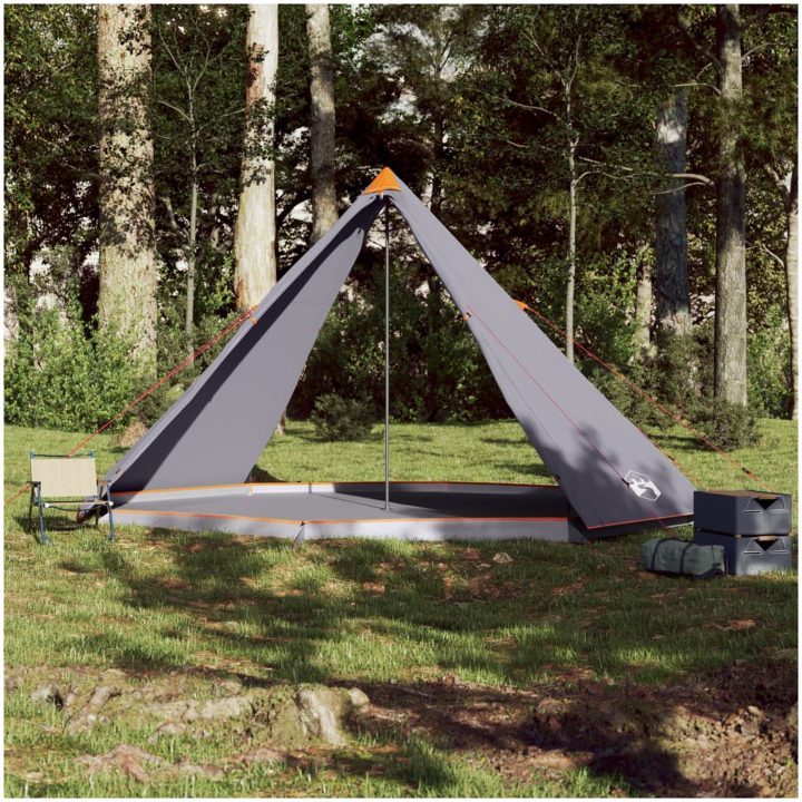 Familjetält tipi 8 person grå och orange vattentätt vidaXL – bild 3