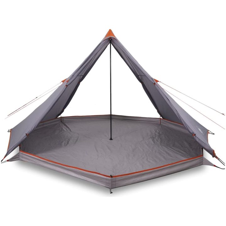 Familjetält tipi 8 person grå och orange vattentätt vidaXL – bild 4