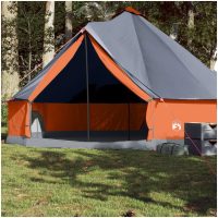 Familjetält tipi 8 person grå och orange vattentätt vidaXL