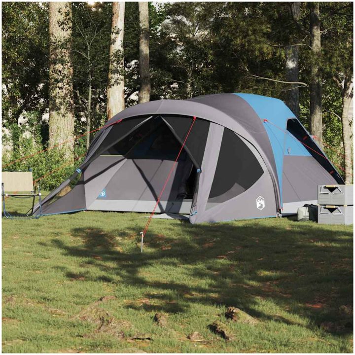 Familjetält tunnel 6 personer blå vattentätt vidaXL – bild 3