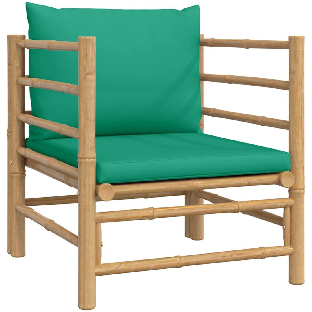 Fåtölj för trädgården med grön dyna bambu vidaXL – bild 2