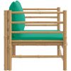 Fåtölj för trädgården med grön dyna bambu vidaXL – miniatyr 4