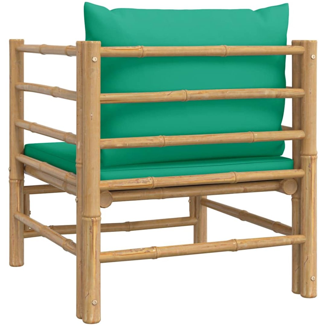Fåtölj för trädgården med grön dyna bambu vidaXL – bild 5