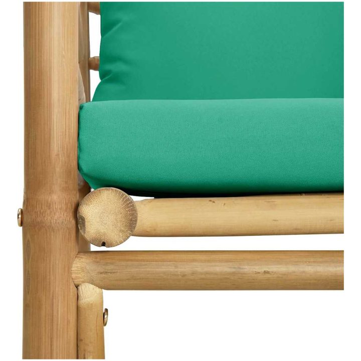 Fåtölj för trädgården med grön dyna bambu vidaXL – bild 6