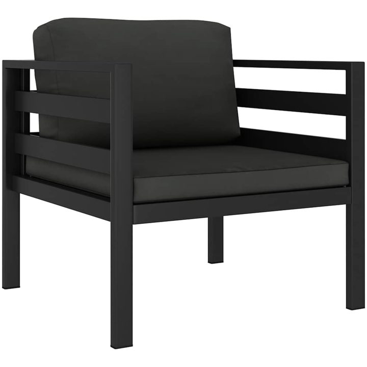 Fåtölj med dynor aluminium antracit vidaXL – bild 2