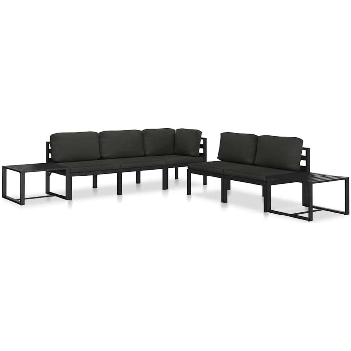 Fåtölj med dynor aluminium antracit vidaXL – bild 11