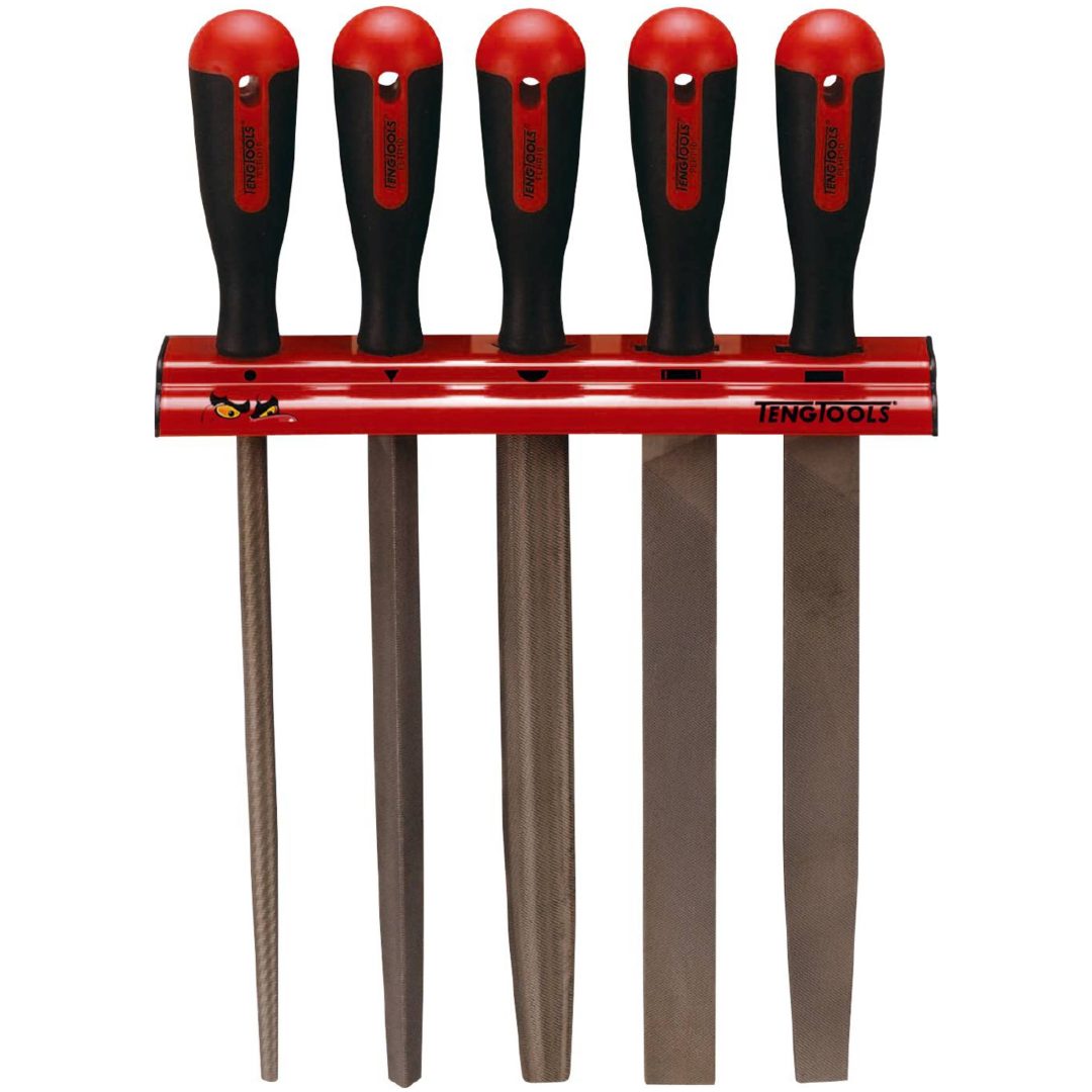 Filsats med väggställ WRFL05 Teng Tools FILSATS 5 DELAR WRFL05