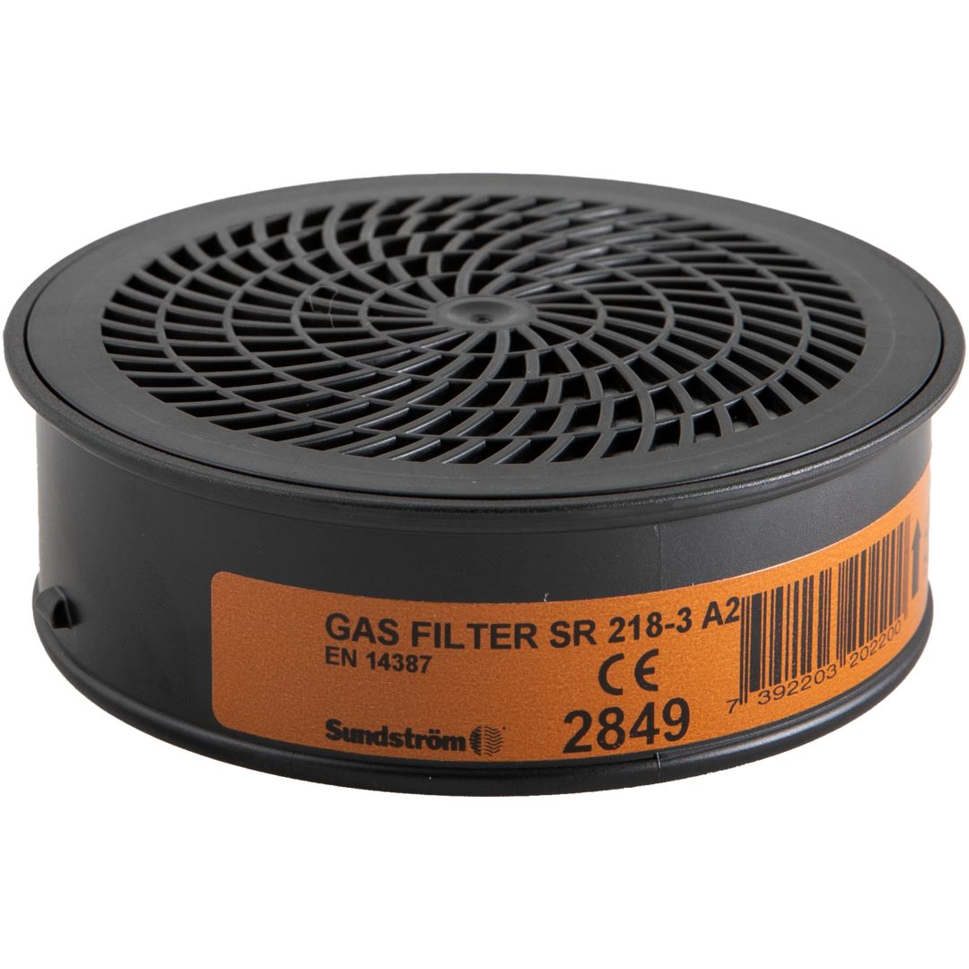 Filter SR 218-3 Gas A2 4 p PAPR Svart Sundström