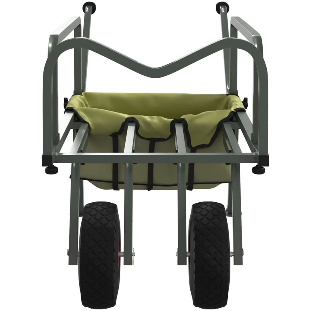 Fiskevagn grön med 2 hjul pulverlackerat stål vidaXL (135 - 145) x 55 x 70 cm – bild 4