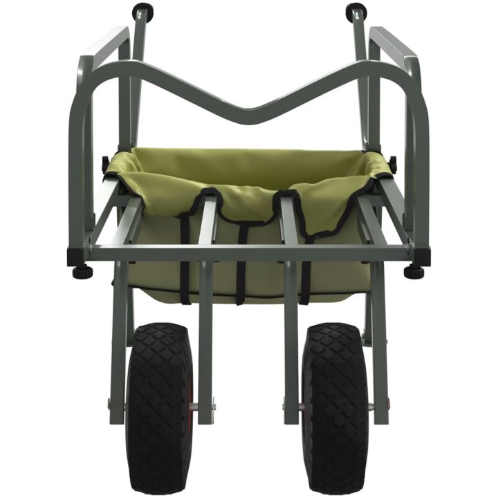 Fiskevagn grön med 2 hjul pulverlackerat stål vidaXL (135 - 145) x 55 x 70 cm – bild 4