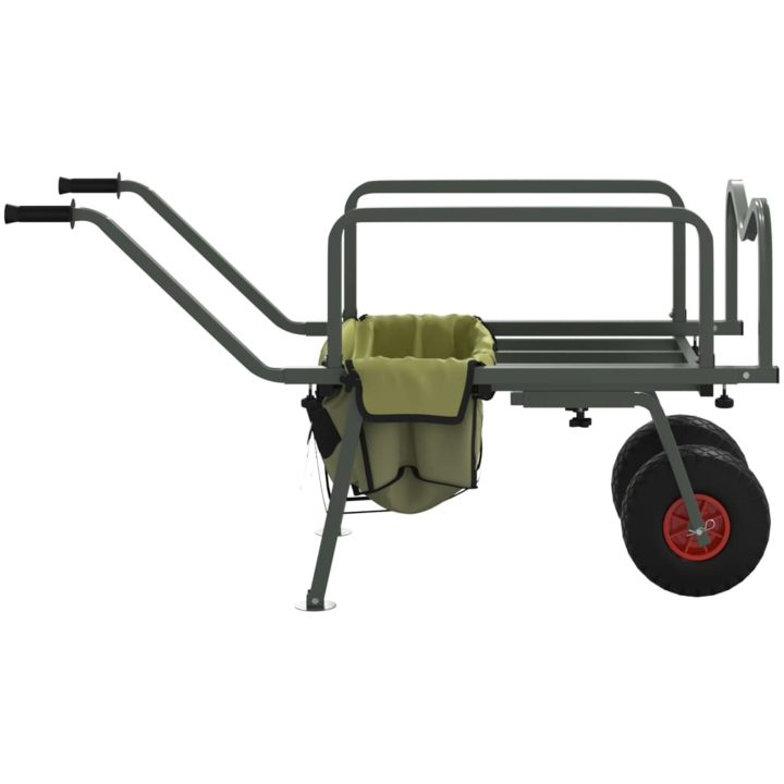 Fiskevagn grön med 2 hjul pulverlackerat stål vidaXL (135 - 145) x 55 x 70 cm – bild 5