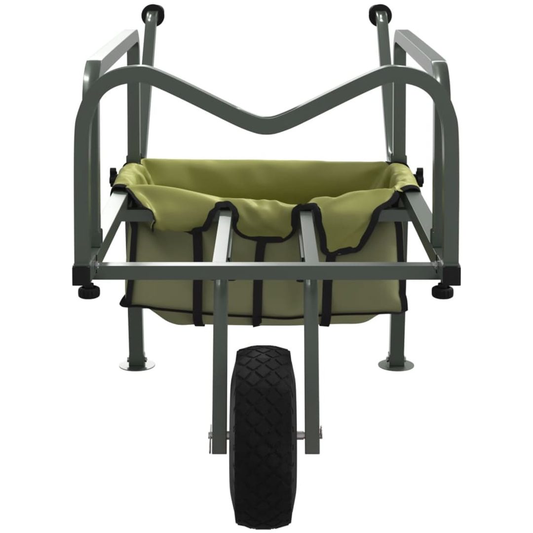 Fiskevagn grön med hjul pulverlackerat stål vidaXL (135 - 145) x 55 x 72 cm – bild 4