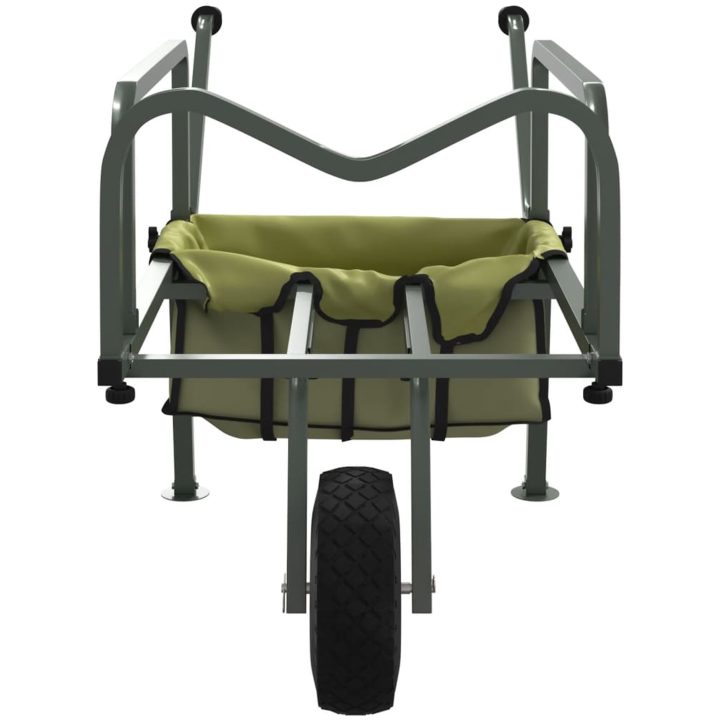 Fiskevagn grön med hjul pulverlackerat stål vidaXL (135 - 145) x 55 x 72 cm – bild 4