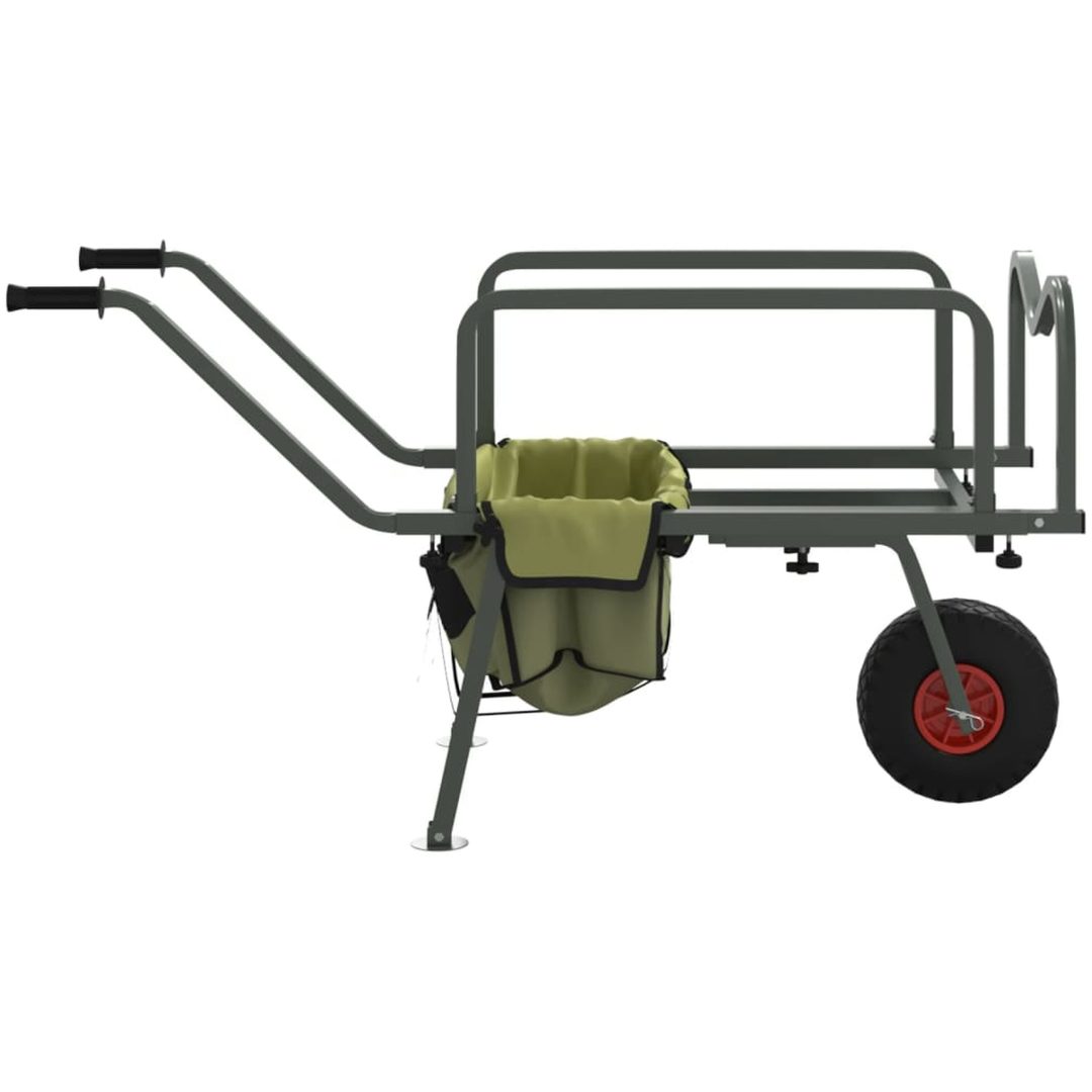 Fiskevagn grön med hjul pulverlackerat stål vidaXL (135 - 145) x 55 x 72 cm – bild 5