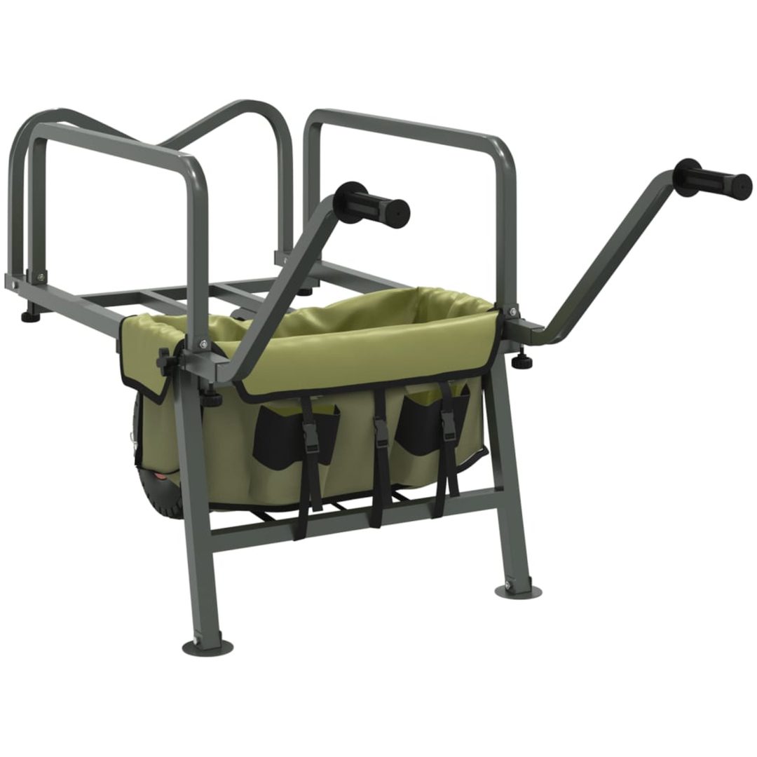 Fiskevagn grön med hjul pulverlackerat stål vidaXL (135 - 145) x 55 x 72 cm – bild 6