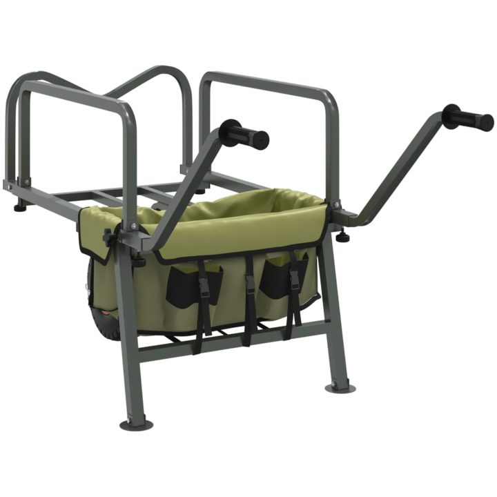 Fiskevagn grön med hjul pulverlackerat stål vidaXL (135 - 145) x 55 x 72 cm – bild 6