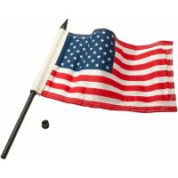 FLAG POLE 12" WITH 6" x 9" AMERICAN FLAG SATIN BLACK